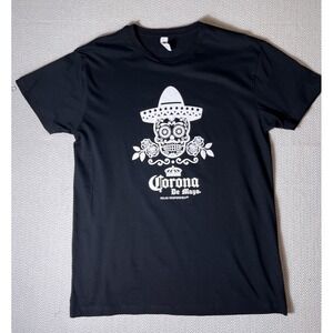 Corona Beer T Shirt Black Adult Large Cinco De Mayo Sugar Skull Tee 100% Cotton